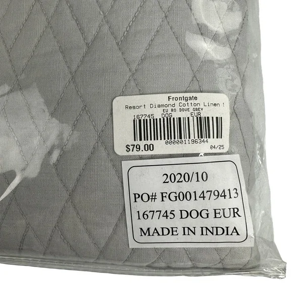 2 Frontgate Resort Diamond Cotton Linen Euro Pillow Shams 26” Square Dove Grey - Picture 3 of 4